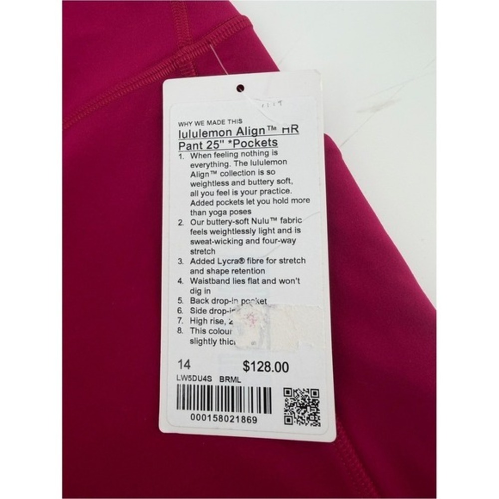 Lululemon Align High-Rise Pant 25 Pockets Bramble Pink LW5DU4S Size 14 NWT - Picture 2 of 5